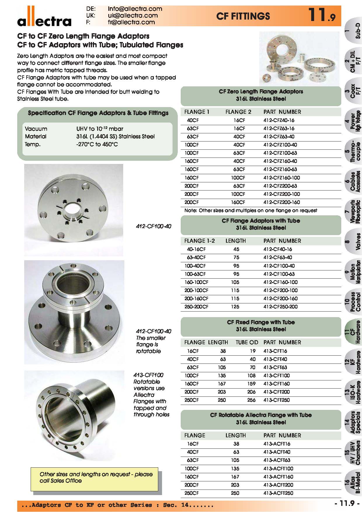 allectra CF法兰转接，CF-CF零长度法兰转接等