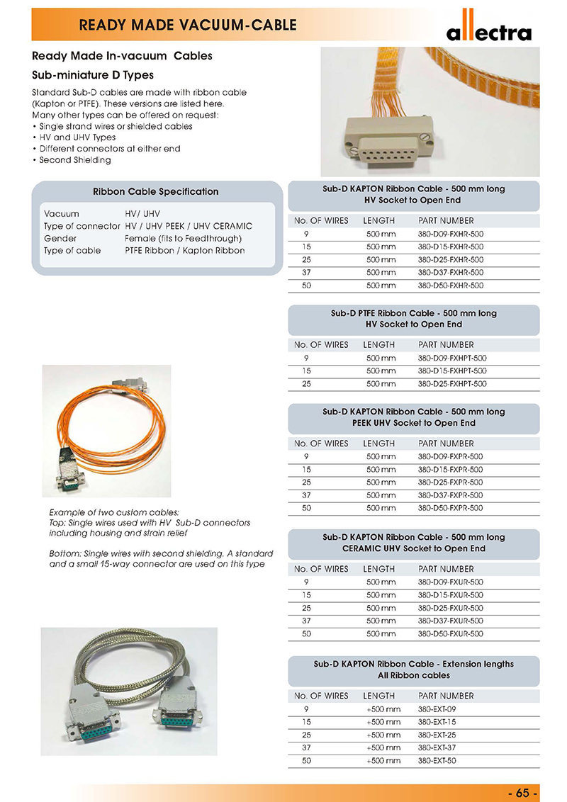 allectra Sub-D预制真空线缆