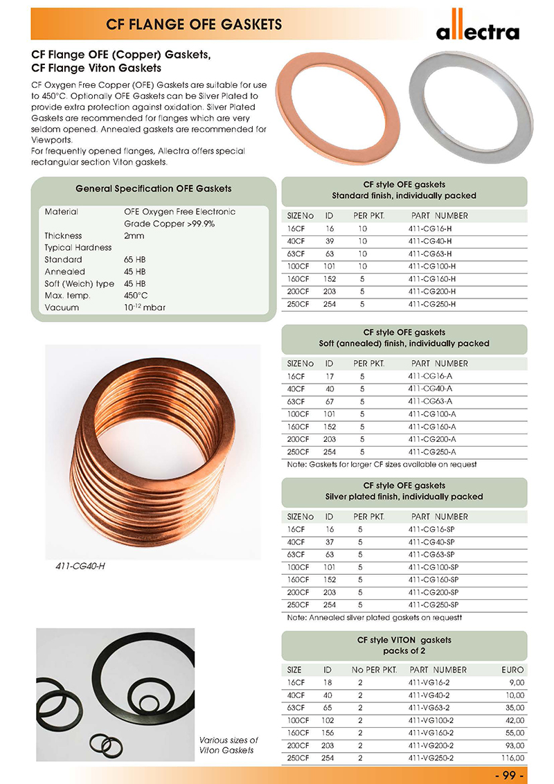 allectra CF法兰无氧铜垫圈，CF法兰Viton垫圈