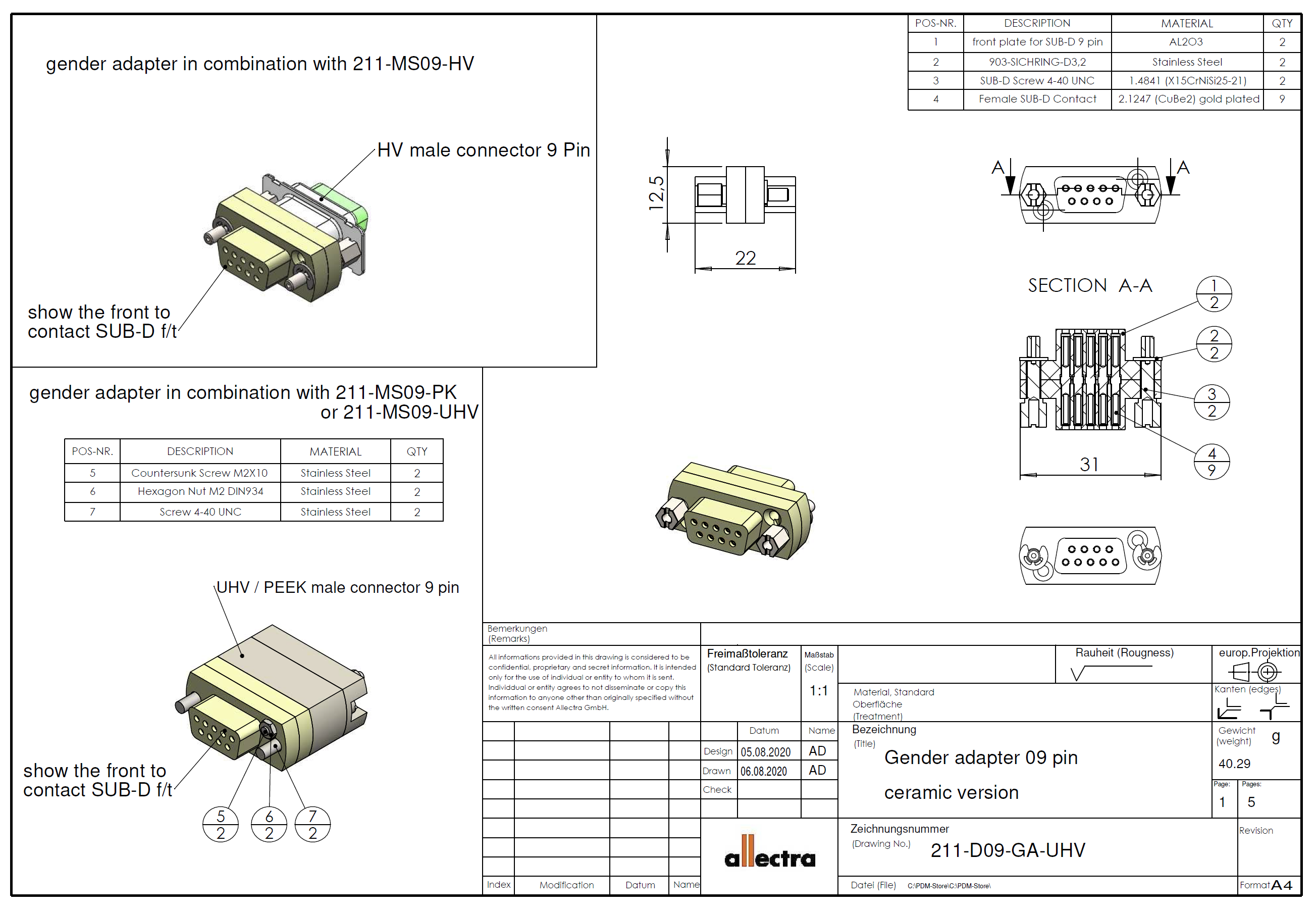 图九：9针真空转换连接头和应用连接方法