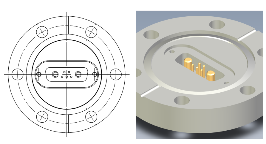 图二：2P+5S（即2针功率插针+5针标准插针）示例（图示CF35法兰）