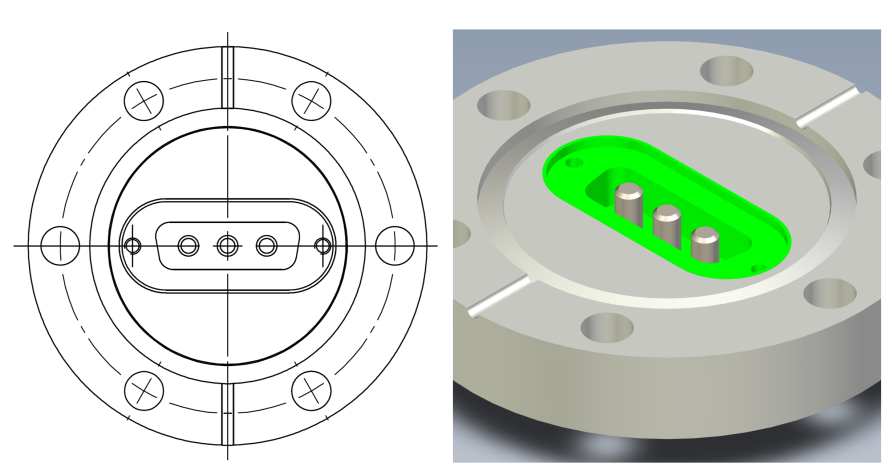 图三：3P（即3针功率插针）示例（图示CF35法兰）