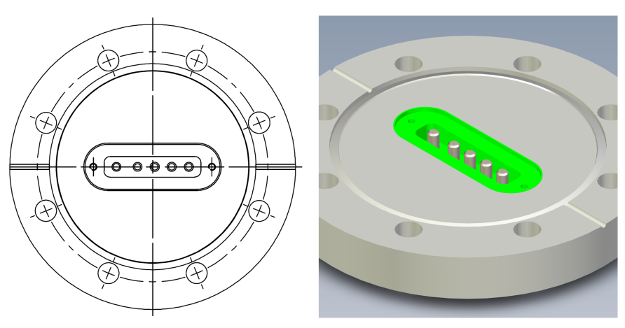 图四：5P（即5针功率插针）示例（图示CF63法兰）