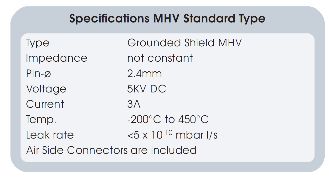非阻抗匹配MHV同轴真空馈通技术参数