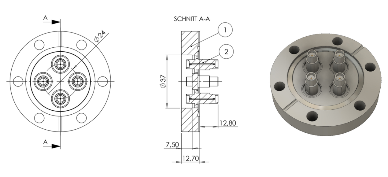242-SMAD18G-C40-4（CF40法兰，4个SMA 18GHz高频馈通）