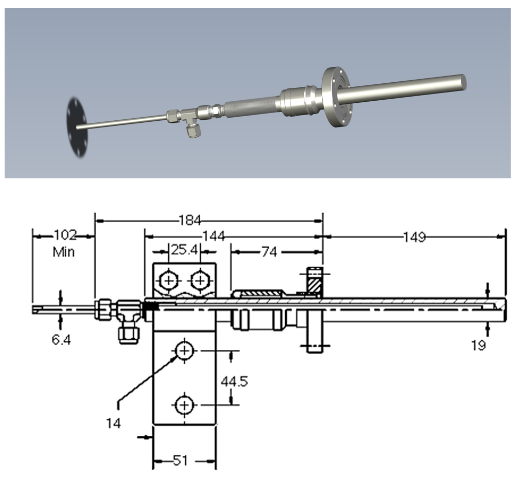 3KV/1000A功率型真空馈通：CF35法兰。水冷降温。