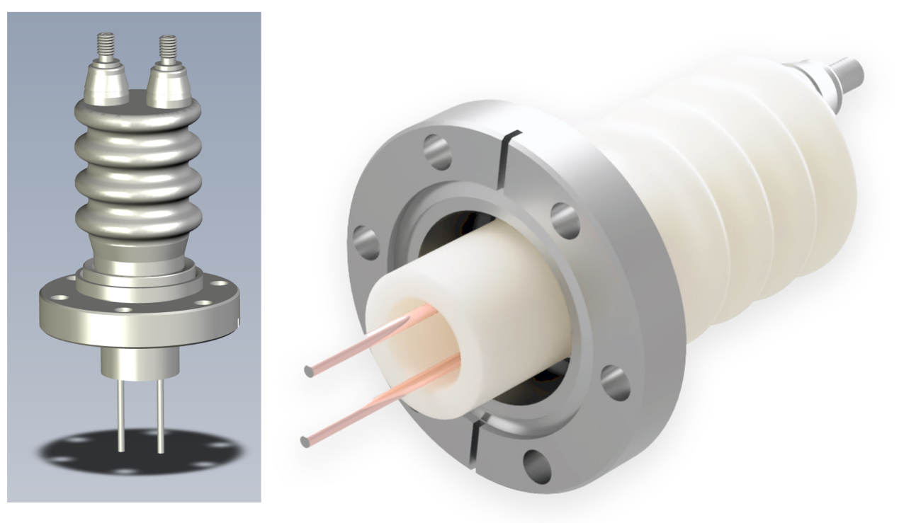 图5：30KV高压功率真空馈通（双针）（CF40法兰）