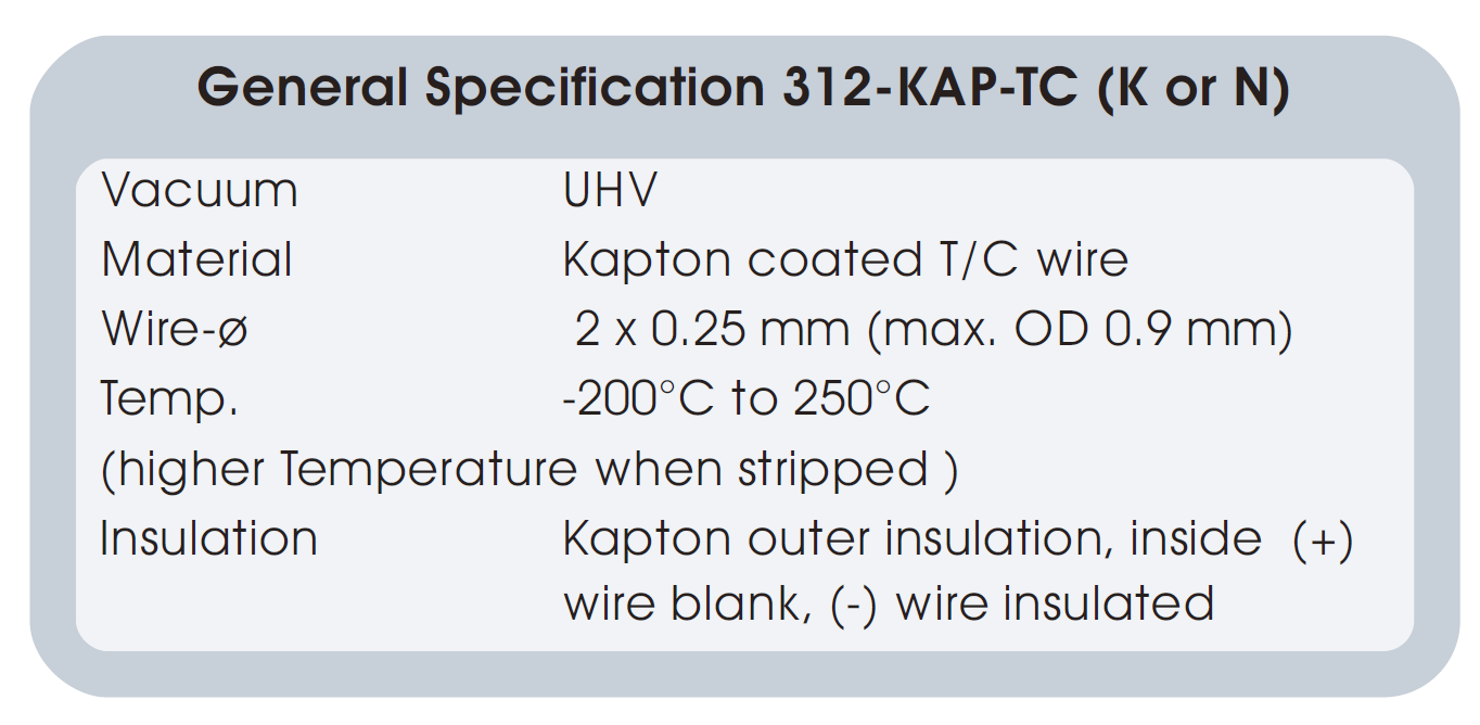 图1：单层Kapton绝缘热偶线缆基本参数