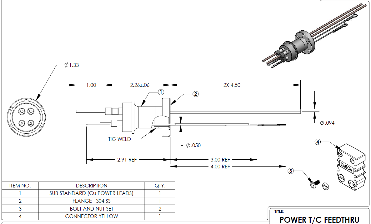 组合型真空馈通Feedthroughs图纸