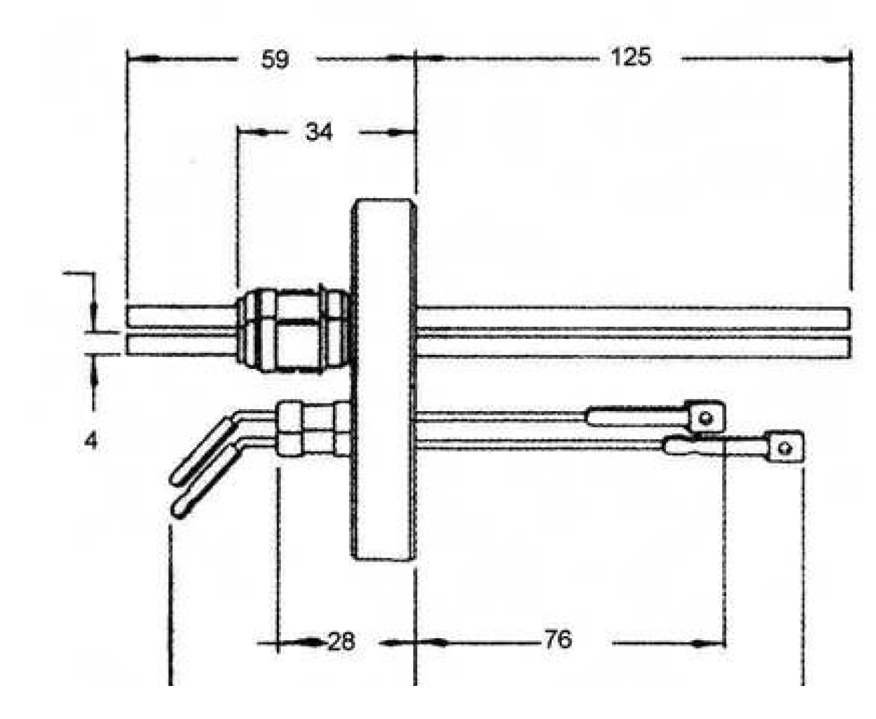 263-TCK-1-CU60-2-C40组合型真空馈通尺寸图