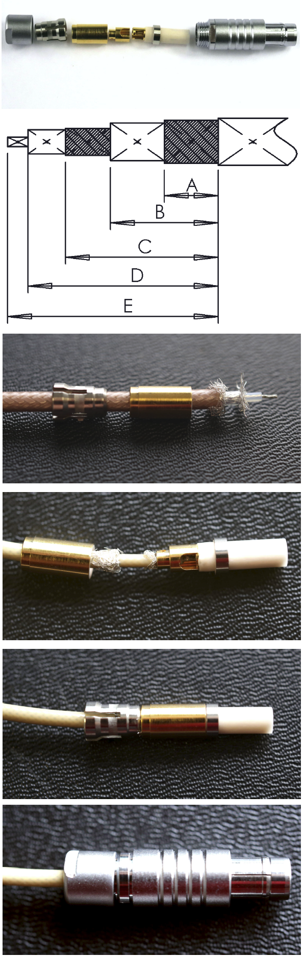 三同轴线缆及对应接头的安装方式