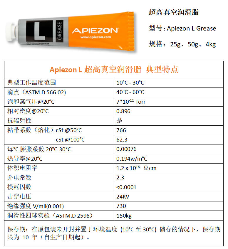阿皮松Apiezon L超高真空润滑脂