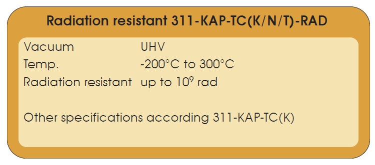 Sub-D热电偶K/N/T型抗辐射耐高温线缆参数