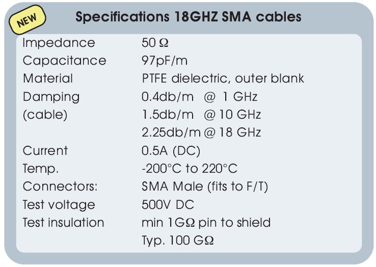 Allectra 18GHz高频50欧姆SMA公头双端接线L=xxMM的选型