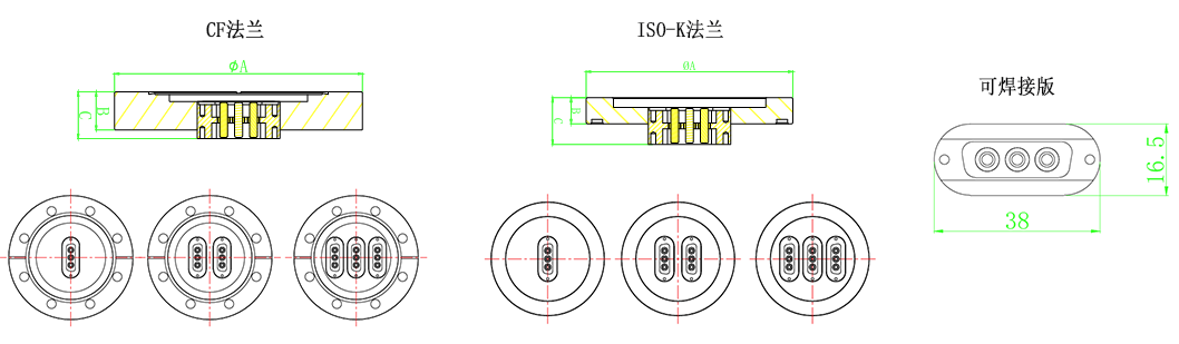 Sub-D型高功率真空馈通3W3