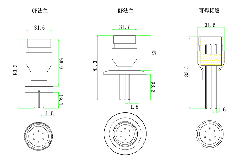MS6型真空馈通 MS6型真空馈通
