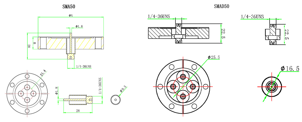SMA50/SMAD50同轴馈通 SMA50/SMAD50同轴馈通