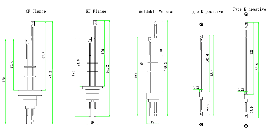 Type K / Type C Thermocouple Feedthrough – 1 Pair